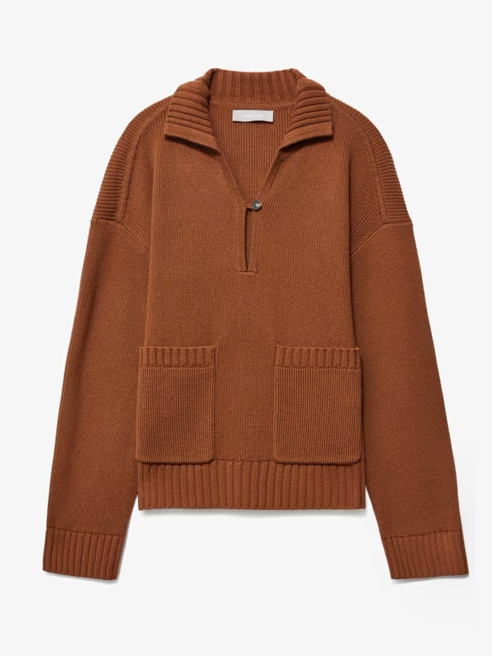 Everlane The Mariner Wool Cotton Sweater in Dark Camel